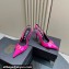 Versace Heel 10.5cm Gianni Ribbon High Slingback Pumps Patent Fuchsia 2024