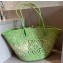 Cheap Sale Loewe Raffia Straw and Leather Anagram basket bag Light Green/White 2024