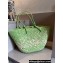 Cheap Sale Loewe Raffia Straw and Leather Anagram basket bag Light Green/White 2024