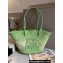 Cheap Sale Loewe Raffia Straw and Leather Anagram basket bag Light Green/White 2024