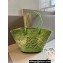 Cheap Sale Loewe Raffia Straw and Leather Anagram basket bag Light Green/White 2024