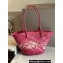 Cheap Sale Loewe Raffia Straw and Leather Anagram basket bag Fuchsia/White 2024