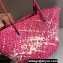 Cheap Sale Loewe Raffia Straw and Leather Anagram basket bag Fuchsia/White 2024