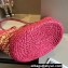 Cheap Sale Loewe Raffia Straw and Leather Anagram basket bag Fuchsia/White 2024