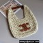 Cheap Sale Celine classic panier HOBO BAG in Raffia and Calfskin Beige 2024