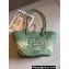 Cheap Sale Loewe Raffia Straw and Leather Anagram basket bag Cyan/White 2024
