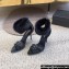 Saint Laurent Heel 10cm Mink Fur Gippy Sandals in Ayers Leather Black 2024