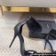 Saint Laurent Heel 10cm Mink Fur Gippy Sandals in Ayers Leather Black 2024