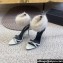 Saint Laurent Heel 10cm Mink Fur Gippy Sandals in Leather White 2024