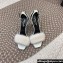 Saint Laurent Heel 9.5cm Mink Fur Bea Sandals Leather White 2024