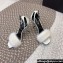 Saint Laurent Heel 9.5cm Mink Fur Bea Sandals Leather White 2024
