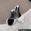 Saint Laurent Heel 9.5cm Mink Fur Bea Sandals Leather White 2024