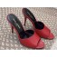 Saint Laurent Heel 9.5cm La 16 Mules in Leather Red 2024