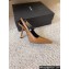 Saint Laurent Heel 11cm lee slingback pumps in glazed leather 763421 Brown 2024