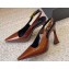 Saint Laurent Heel 11cm dune slingback pumps in patent leather 786756 Brown 2024