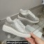 Jimmy Choo Diamond Maxi/F Leather Trainers Sneakers White/Silver with All Over Crystals and Platform Sole 2024
