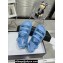 Chanel Crystal CC Logo Beach Sandals Denim Blue 2024