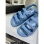 Chanel Crystal CC Logo Beach Sandals Denim Blue 2024