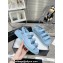 Chanel Crystal CC Logo Beach Sandals Sky Blue 2024