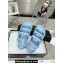 Chanel Crystal CC Logo Beach Sandals Sky Blue 2024