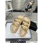 Chanel Crystal CC Logo Beach Sandals Beige 2024