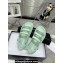 Chanel Crystal CC Logo Beach Sandals Green 2024