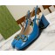 Gucci Heel 2.5cm/5.5cm/7.5cm slingbacks with Horsebit in leather Blue