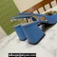 Gucci Heel 2.5cm/5.5cm/7.5cm slingbacks with Horsebit in leather Blue