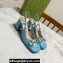 Gucci Heel 2.5cm/5.5cm/7.5cm slingbacks with Horsebit in leather Sky Blue