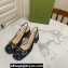 Gucci Heel 2.5cm/5.5cm/7.5cm slingbacks with Horsebit in Denim Blue
