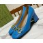 Gucci Heel 2.5cm/5.5cm/7.5cm pumps with Horsebit in leather Blue