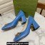 Gucci Heel 2.5cm/5.5cm/7.5cm pumps with Horsebit in leather Blue