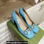 Gucci Heel 2.5cm/5.5cm/7.5cm pumps with Horsebit in leather Sky Blue