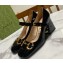 Gucci Heel 7.5cm Mary Jane Pumps with Horsebit and Strap in Patent leather Black