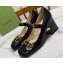 Gucci Heel 7.5cm Mary Jane Pumps with Horsebit and Strap in leather Black