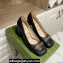Gucci Heel 7.5cm Pumps with Interlocking G and Chain in leather Black