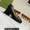 Gucci Heel 7.5cm Pumps with Interlocking G and Chain in leather Black