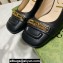 Gucci Heel 7.5cm Pumps with Interlocking G and Chain in leather Black