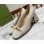 Gucci Heel 7.5cm Pumps with Interlocking G and Chain in leather White