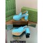 Gucci Heel 8.5cm Platform 2.5cm Horsebit mules 771566 leather Blue 2024
