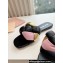 Miu Miu Braided Padded Leather Slides Black/Pink/Gold 2024
