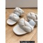 Miu Miu Braided Padded Leather Two-Band Slides White 2024