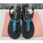 Miu Miu Riviere cord and leather sandals 5Y184E Crystals Black/Blue 2024