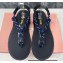 Miu Miu Riviere cord and leather sandals 5Y184E Blue 2024