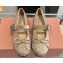 Miu Miu Satin ballerinas with buckle and bow Beige/Crystal 2024