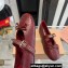 Miu Miu Leather ballerinas with buckle and bow 5F210E Pattern Print Dark Red 2024