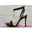 Dolce & Gabbana Heel 10.5cm Patent leather sandals Black with chain and charm 2024