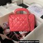 Chanel Calfskin & Gold-Tone Metal Flap Bag With Top Handle AS4544 Dark Pink 2024