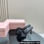 Miu Miu Heel 10cm Satin slides with Rose 5XX627 Black 2024