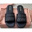 Miu Miu Raffia-effect woven fabric slides 5XX644 Black 2024